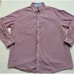 Nautica men red/white/blue check button up long sleeve dress shirt sz 17 (32/33)